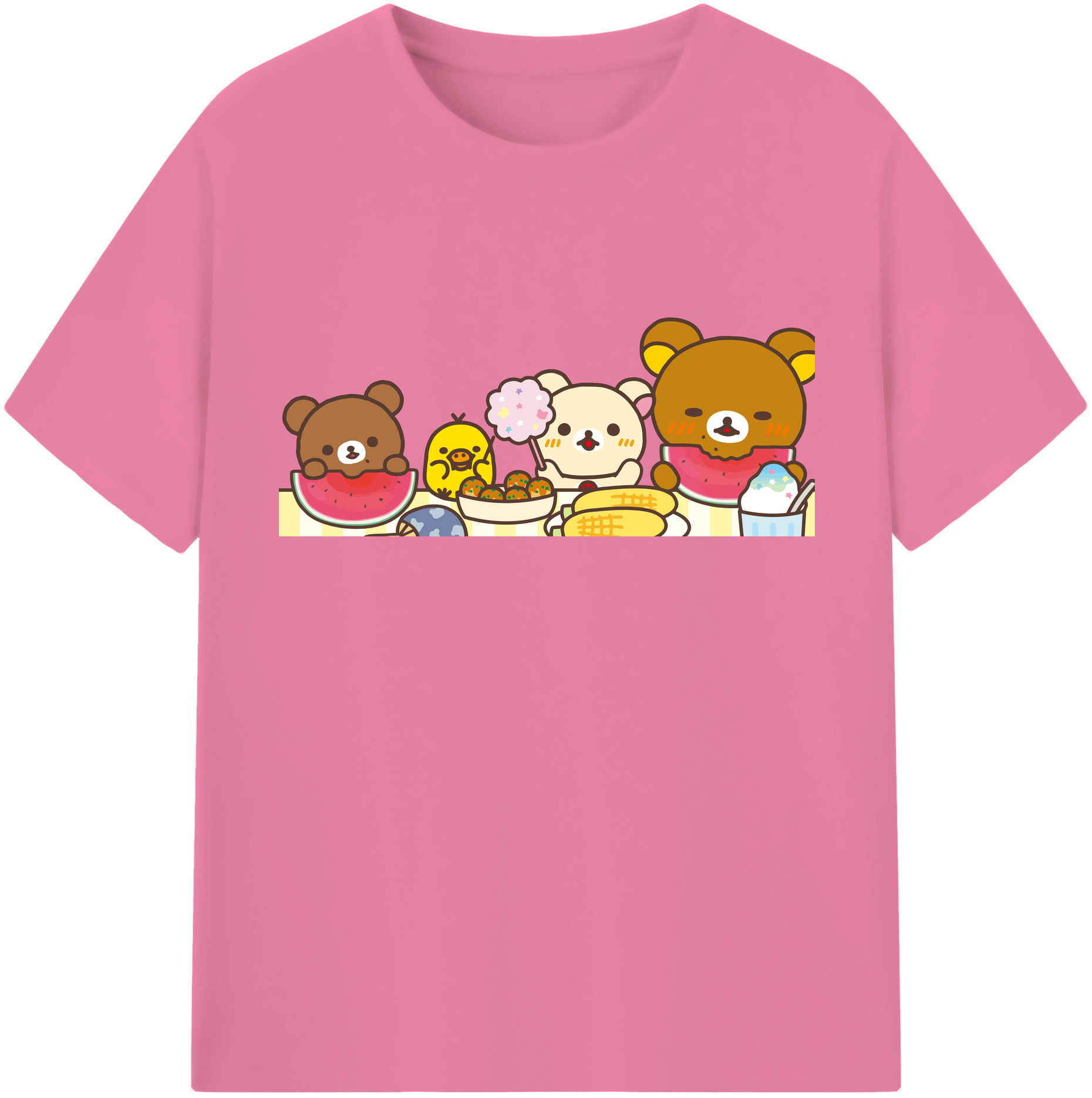 （画像用） リラックマ リラックマ キイロイトリ Rilakkuma Korilakkuma Kiiroitori 綿100％半袖Tシャツ（フロントプリント）